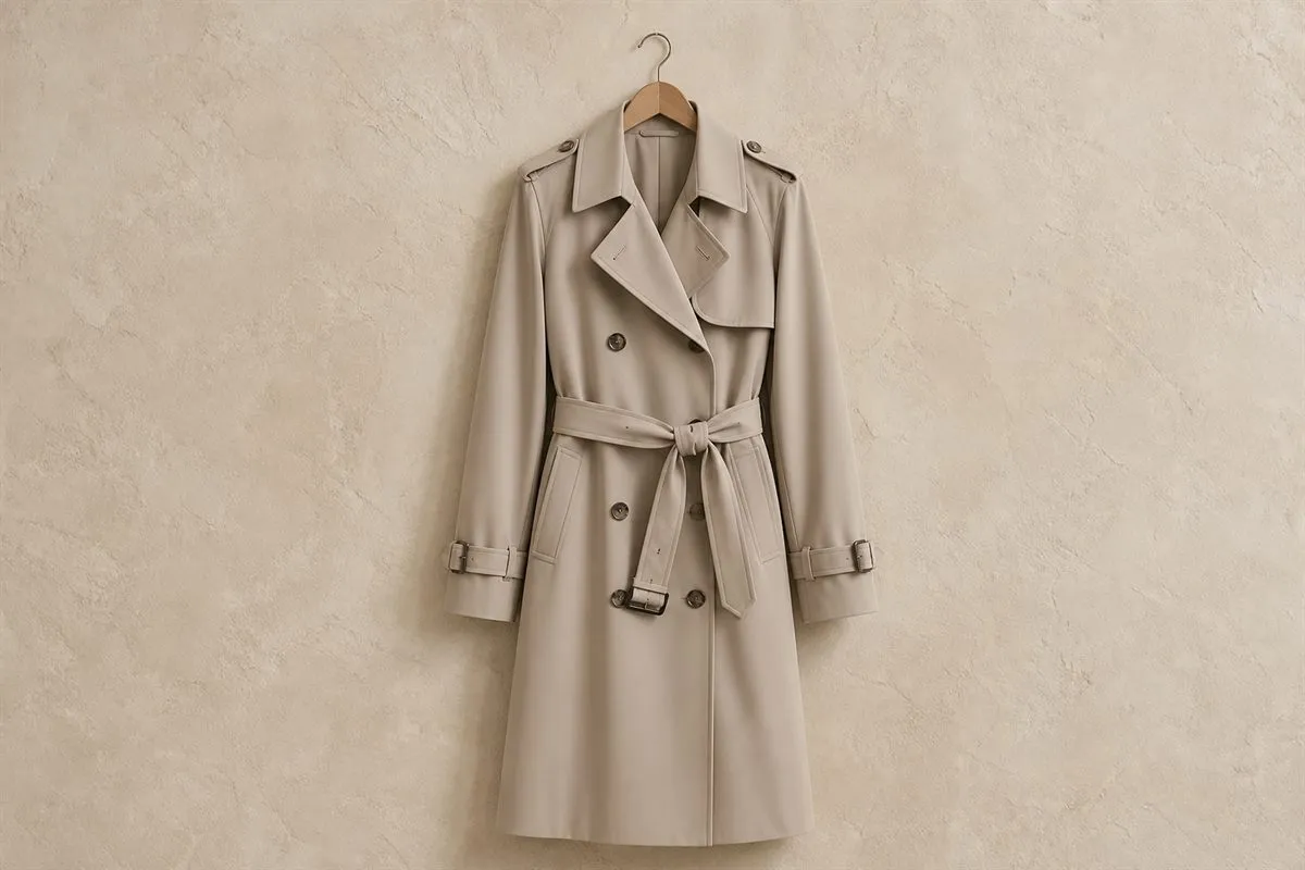 Mid-Length Fluid Gabardine Trench Coat No.13